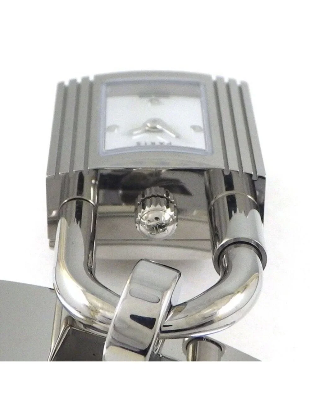 Hermes Watch Kelly Rock Motif Cadena Rectangular White Dial SS Quartz Analog